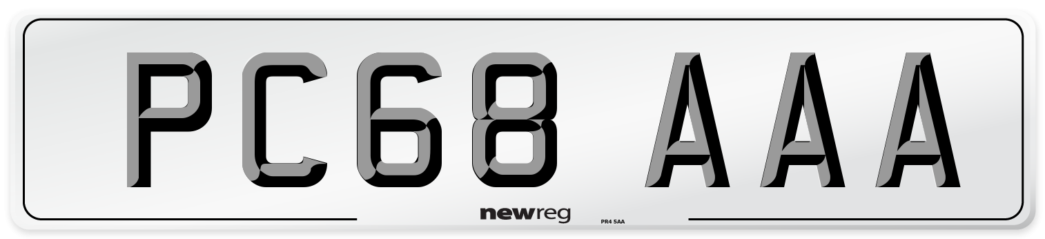 PC68 AAA Number Plate from New Reg